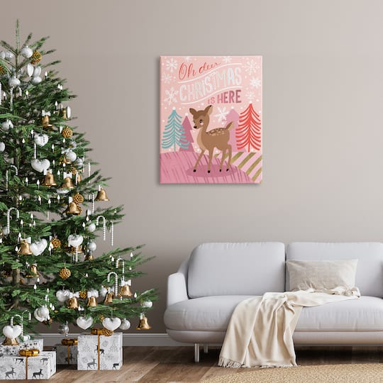 Stupell Industries Oh Deer Christmas Is Here Phrase Canvas Wall Art